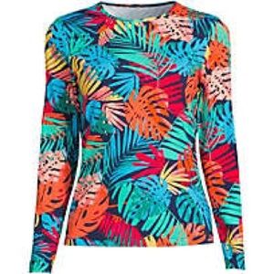 Lands End UPF Tropical Print Long Sleeve rash guard Top size S